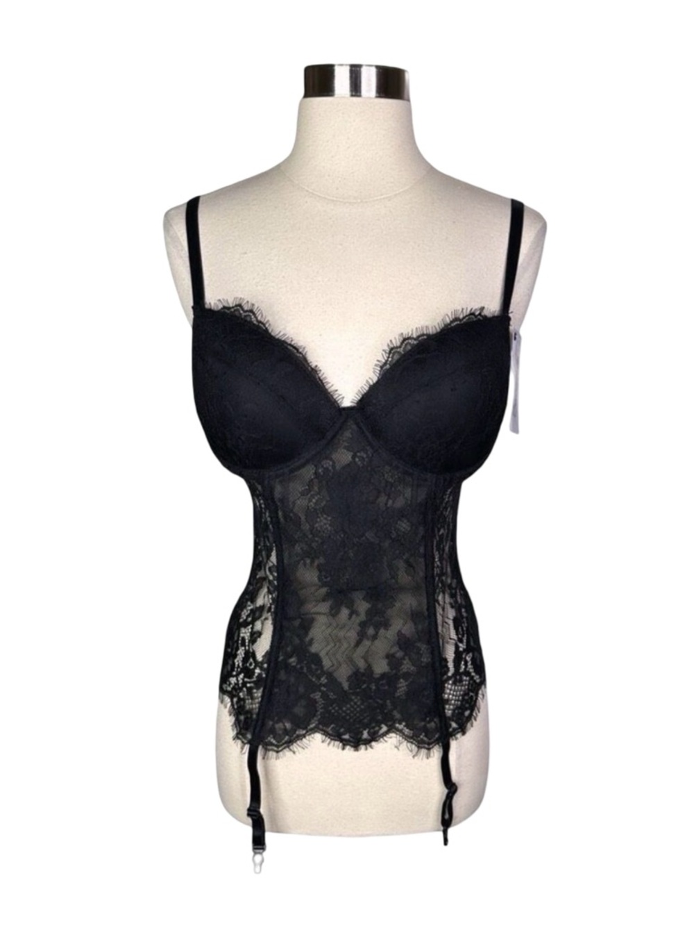 The Escante Collection Black Lace Balconette Corset - Size Large